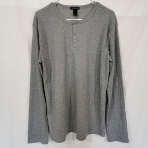 English Laundry Grey Waffle Knit Long Sleeve Henley - Sz M
